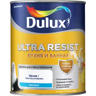 Dulux / Luxium Ultra Resist Кухня и ванная Краска с защитой от плесени и грибка матовая