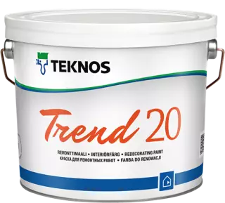 Teknos Trend 20 / Текнос Тренд 20 краска акрилатная для стен и потолков, стойкая к истарию и мытью