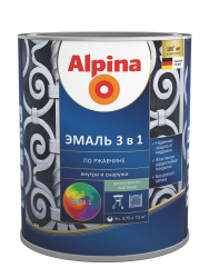 Alpina Эмаль 3в1 алкидно-уретановая по ржавчине для внутренних и наружных работ