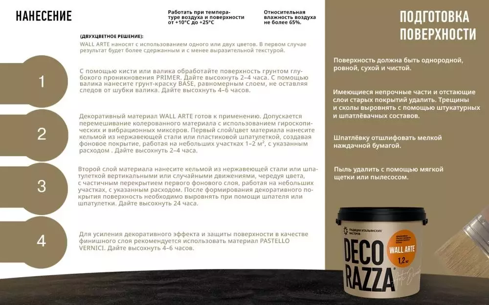 Decorazza Wall Arte краска декоративная матовая с эффектом художественного бетона