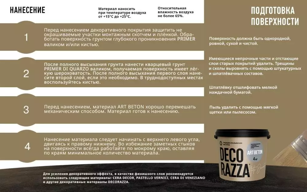 Decorazza Art Beton / Декоразза Арт Бетон декоративное фактурное покрытие с эффектом художественного бетона