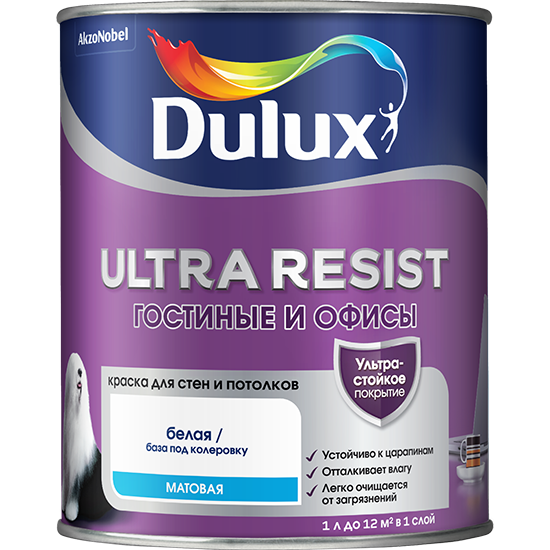 Dulux Ultra Resistт Гостиные и офисы Краска ультрастойкое покрытие матовая