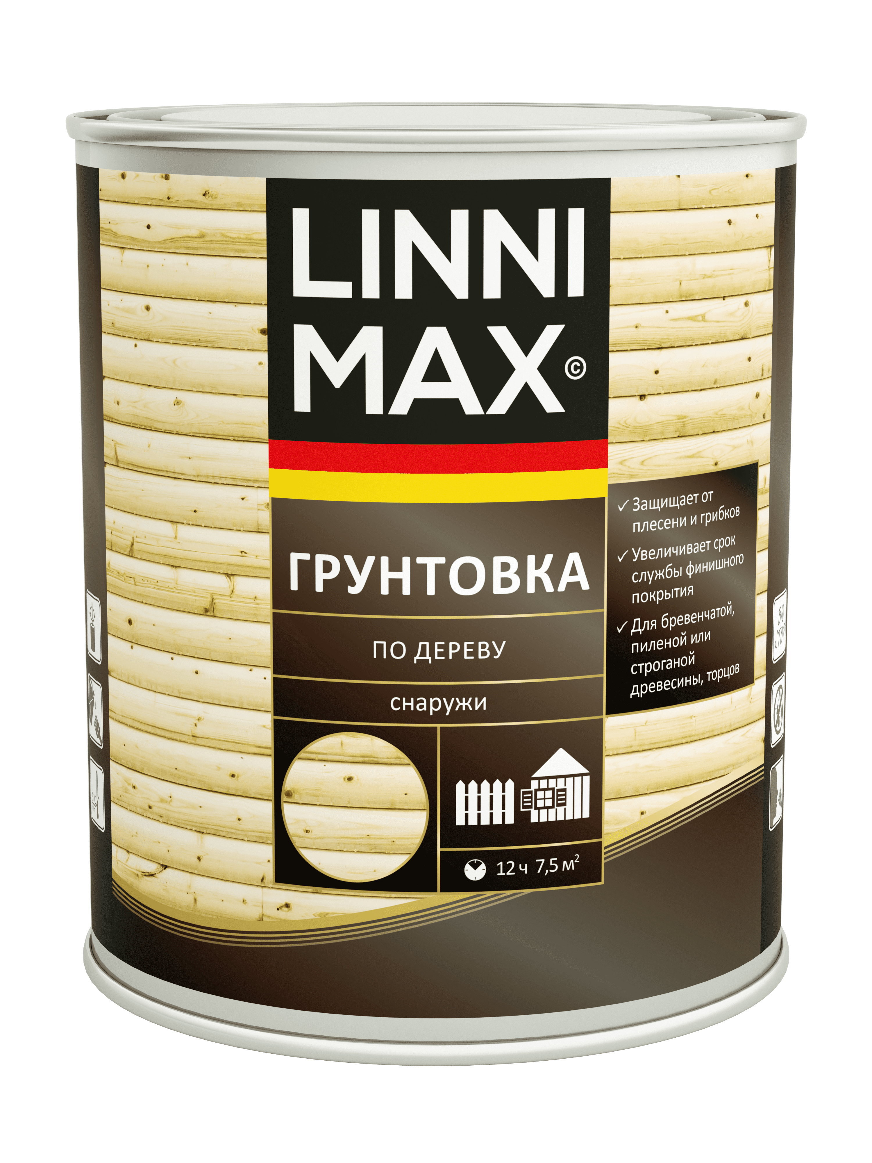Linnimax Грунтовка по дереву антисептик для необработанной древесины для наружных работ