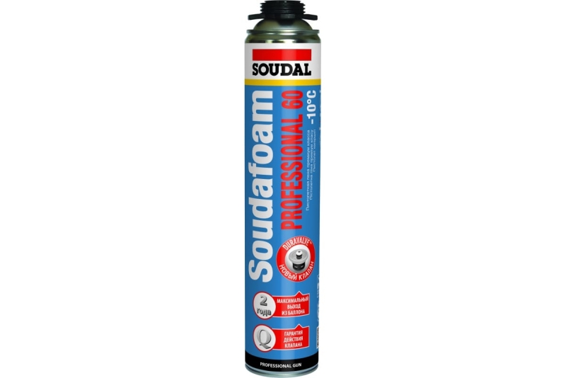 Soudal Soudafoam Professional 60 Зимняя Пена монтажная герметизирующая пистолетная с увеличенным выходом до 60 л