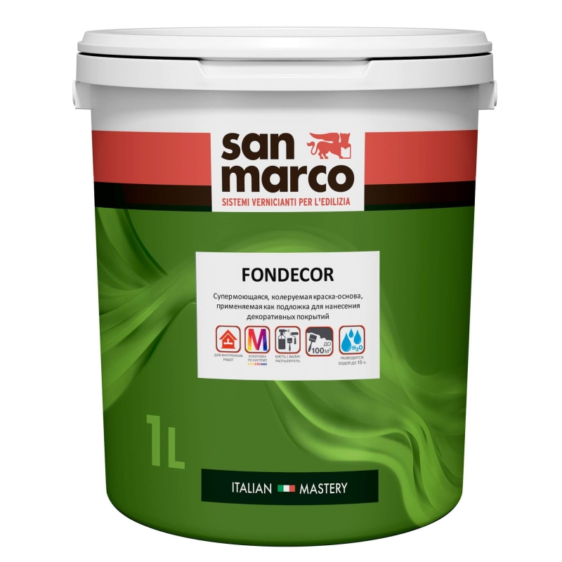 San Marco Fondecor Краска-основа для нанесения декоративных покрытий супермоющаяся для внутренних работ