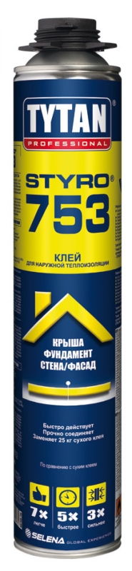 Tytan Professional Styro 753 GUN / Титан Профессионал Стуро 753 Гун клей для наружной теплоизоляции