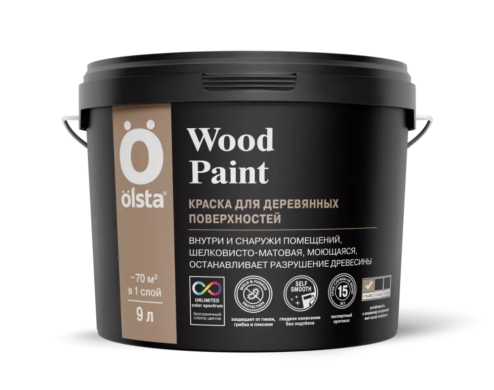 Olsta Wood Paint Краска акриловая для деревянных поверхностей для внутренних и наружных работ