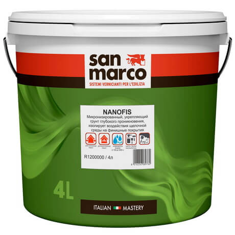 San Marco Nanofis Грунт микронизированный укрепляющий глубокого проникновения для внутренних и наружных работ