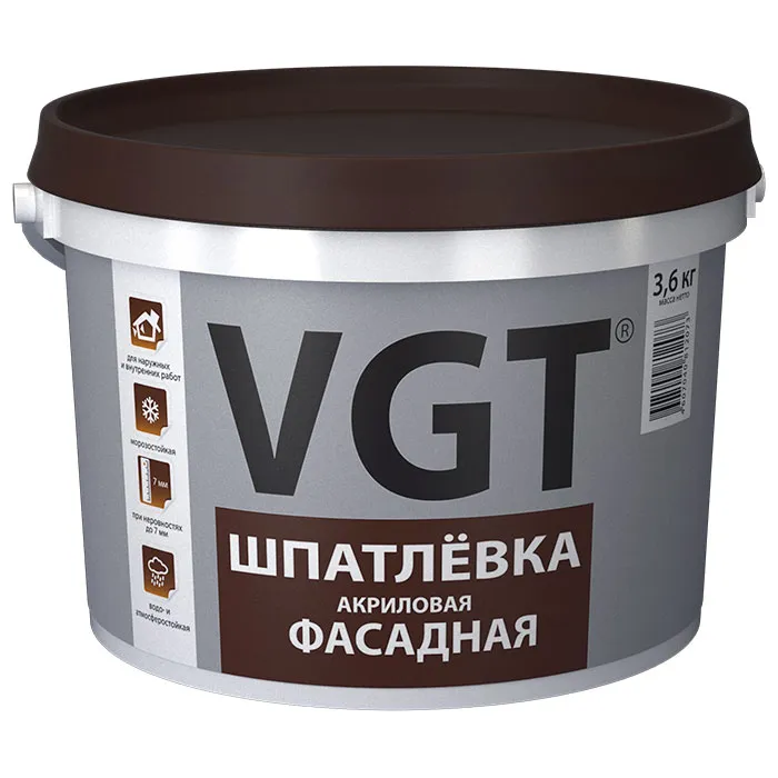 VGT Шпатлевка фасадная акриловая, водостойкая, малоусадочная