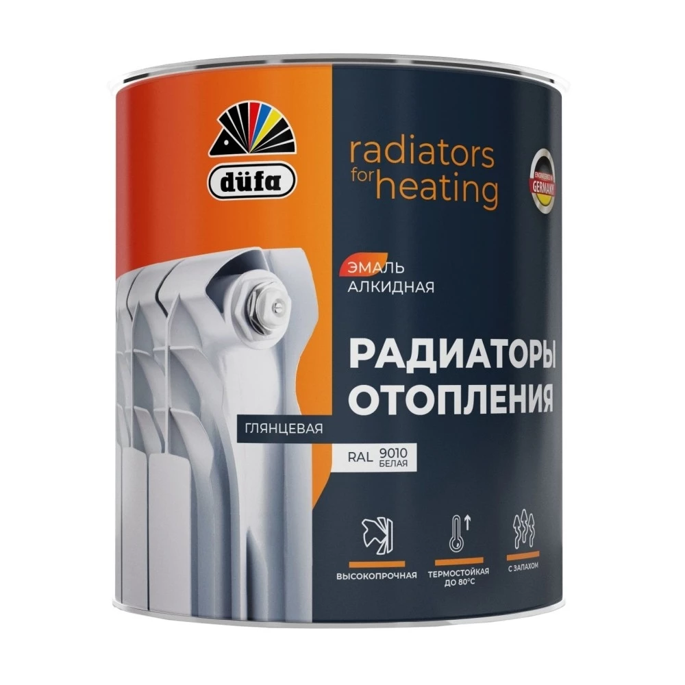 Dufa Эмаль для отопительных приборов алкидная, глянцевая RAL9010