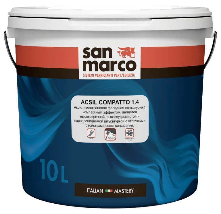 San Marco Acsil Compatto 1.4 Штукатурка фасадная с эффектом "Шуба" с защитой от плесени и водорослей для внутренних и наружных работ