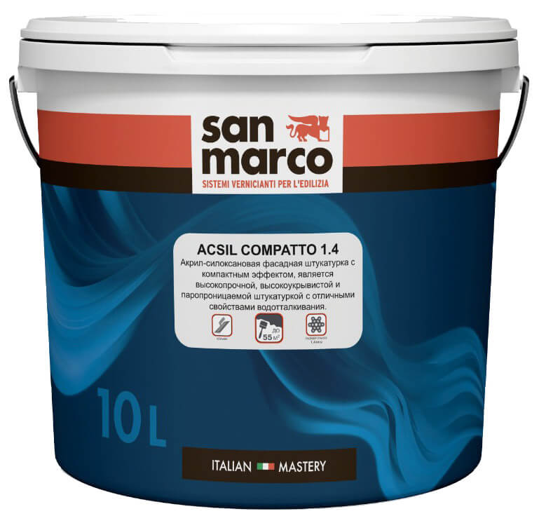 San Marco Acsil Compatto 1.4 Штукатурка фасадная с эффектом "Шуба" с защитой от плесени и водорослей для внутренних и наружных работ