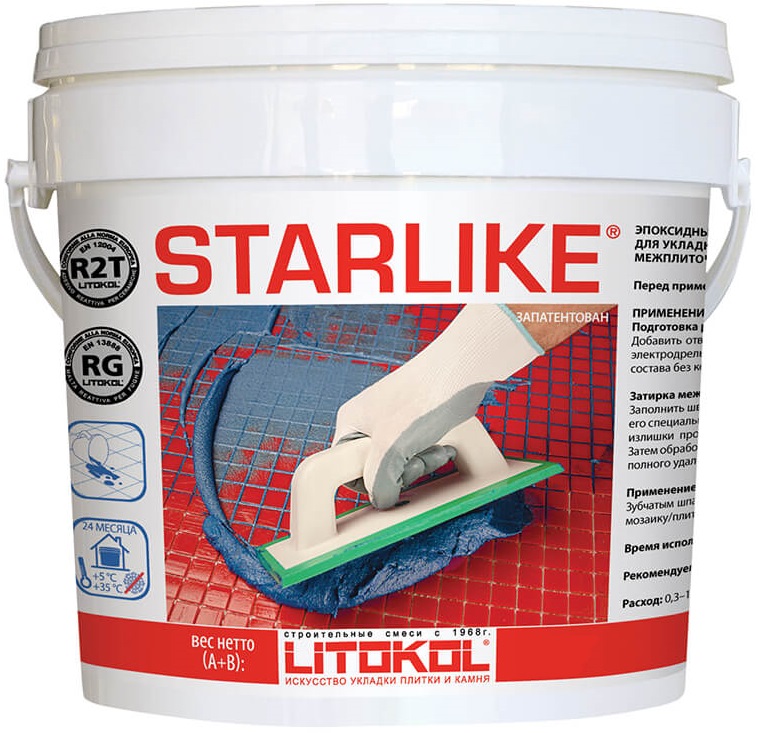 Litokol Litochrom Starlike Двухкомпонентная кислотостойкая затирка для укладки стеклянной мозаики, плитки