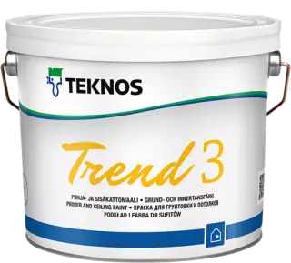 Teknos Trend 3 / Текнос Тренд 3 грунтовочная краска для стен и потолков, водоразбавляемая полностью матовая