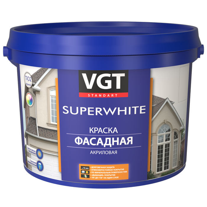 VGT Superwhite ВД-АК-1180 Краска фасадная акриловая, под колеровку