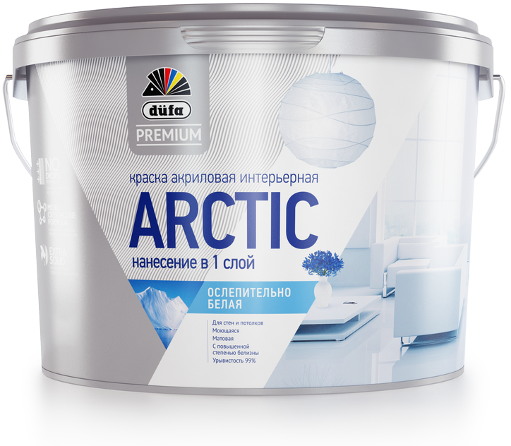 Dufa Premium Arctic Краска интерьерная акриловая ослепительно белая для внутренних работ