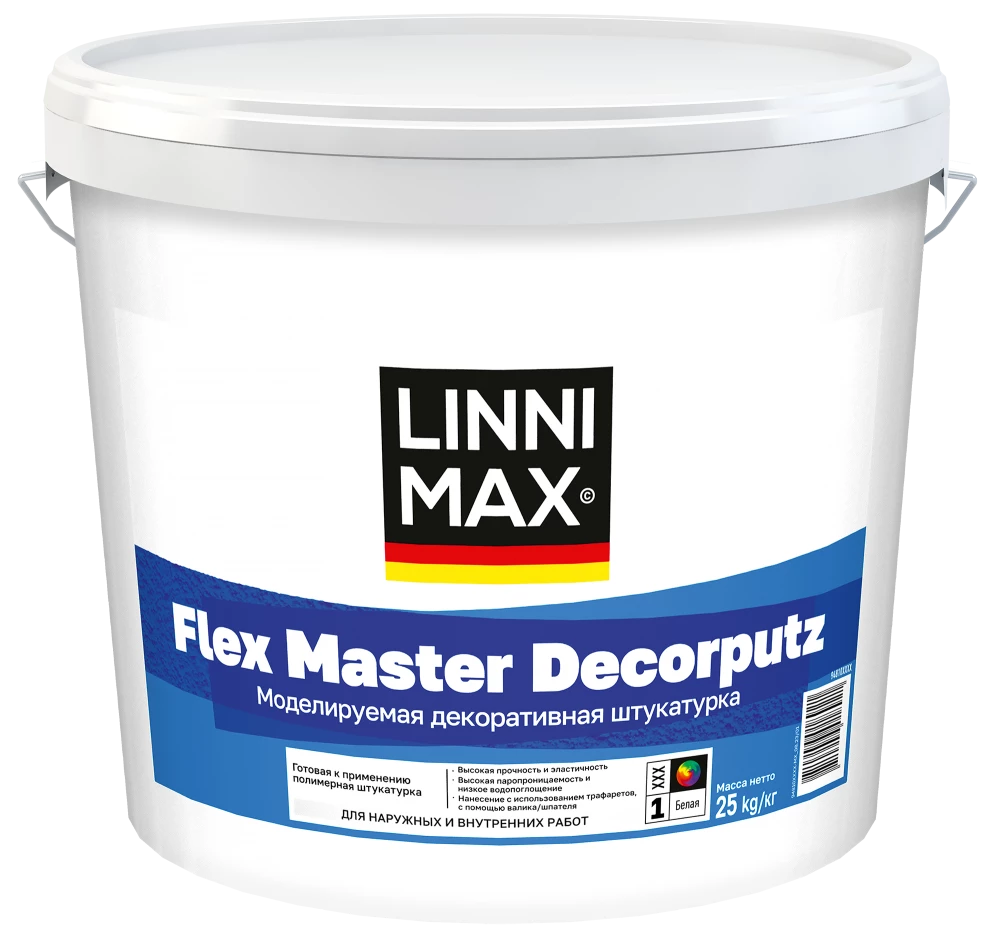 Linnimax Flex Master Decorputz Штукатурка полимерная моделируемая декоративная для внутренних и наружных работ