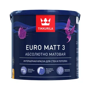 Tikkurila / Tikkivala Euro Matt 3 Латексная краска глубоко матовая для стен и потолков