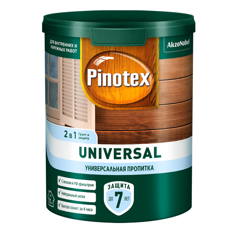 Pinotex Universal Пропитка универсальная 2 в 1 с защитным воском до 7 лет защита