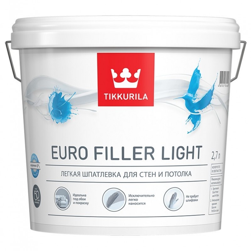 Tikkurila Euro Filler Light Шпатлевка облегченная для стен и потолка