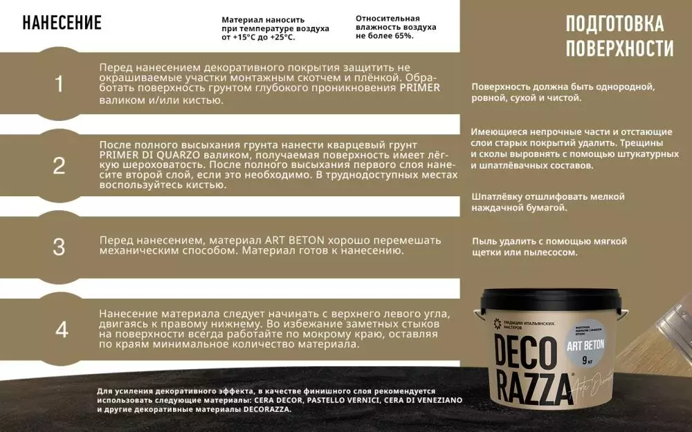 Decorazza Art Beton / Декоразза Арт Бетон декоративное фактурное покрытие с эффектом художественного бетона