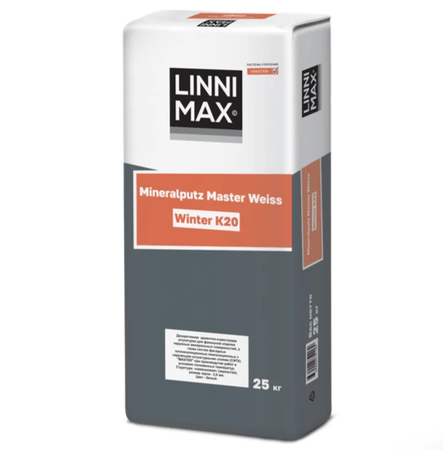 Linnimax Mineralputz Master Weiss K20 Winter Декоративный штукатурный состав для внутренних и наружных работ
