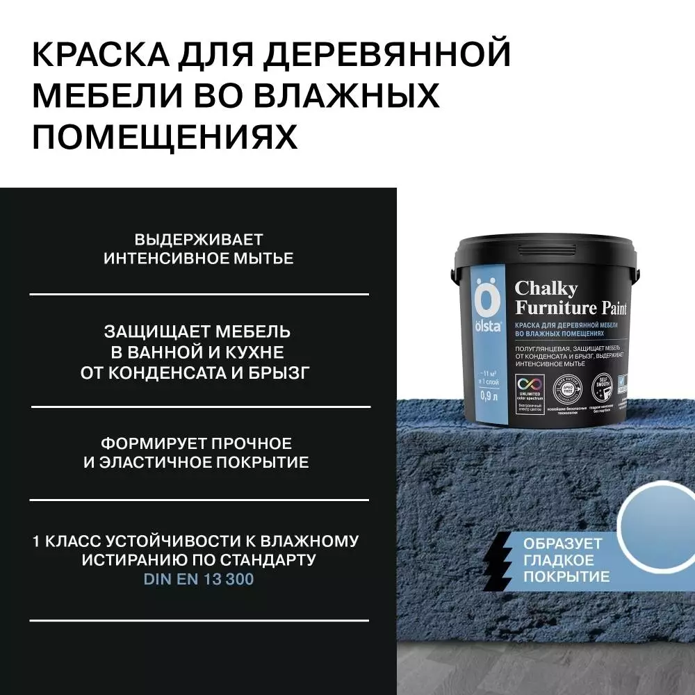 Olsta Chalky Furniture Paint Краска для деревянной мебели во влажных помещениях