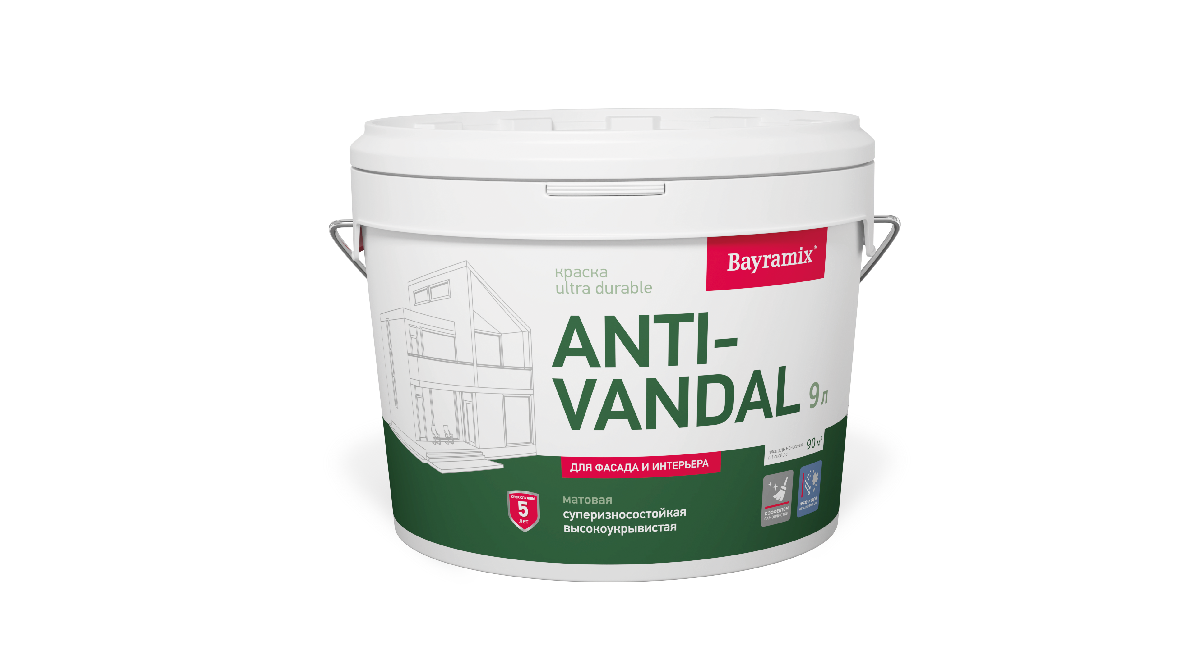 Bayramix Ultra Durable AntiVandal Краска фасадная антивандальная силиконовая для поверхностей с высокой эксплуатационной нагрузкой