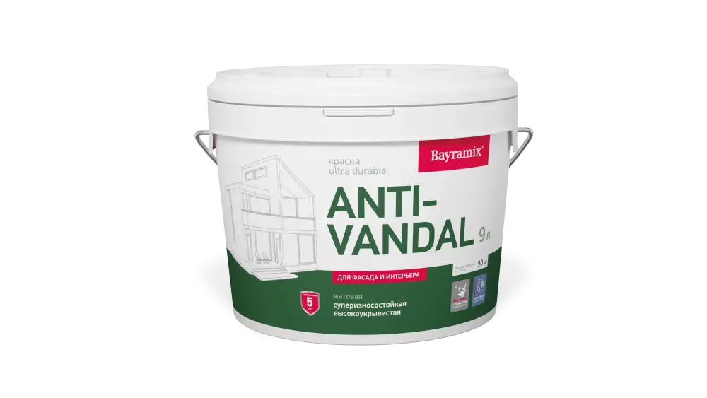 Bayramix Ultra Durable AntiVandal Краска фасадная антивандальная силиконовая для поверхностей с высокой эксплуатационной нагрузкой