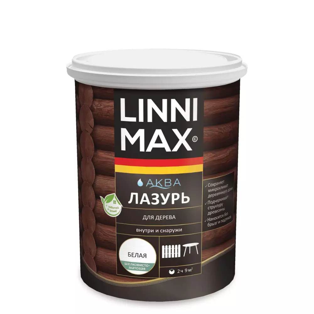 Linnimax Аква Лазурь для дерева Лазурь для деревянных поверхностей внутри и снаружи помещения