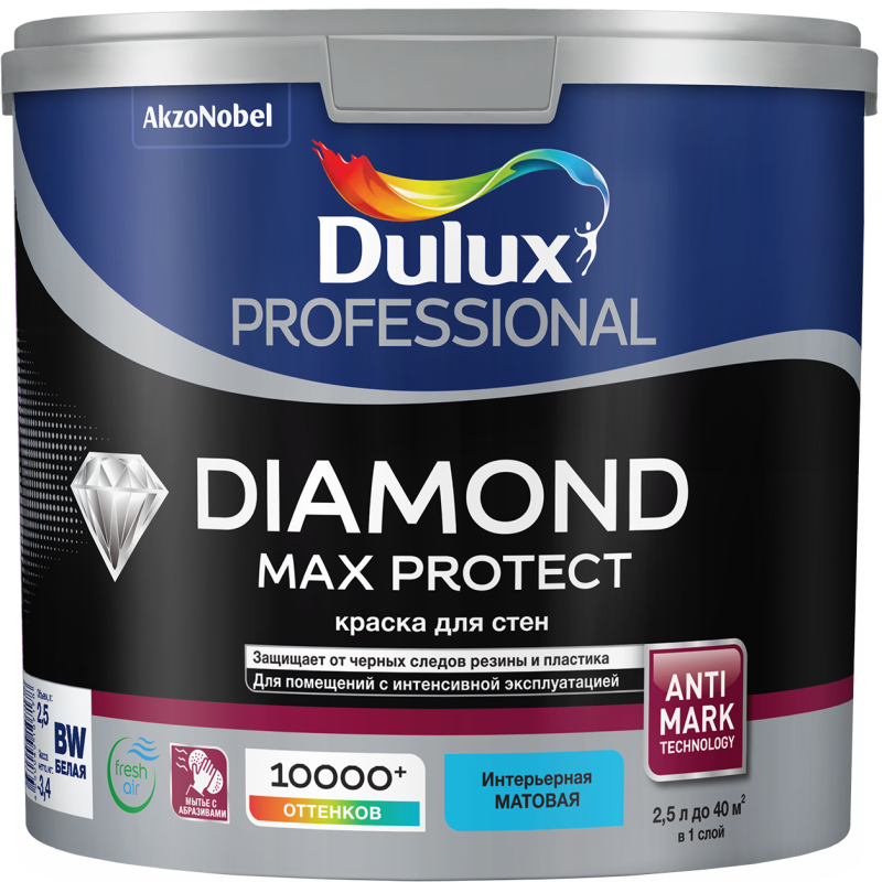 Dulux Professionl Diamond Max Protect Краска для стен и потолков износостойкая матовая