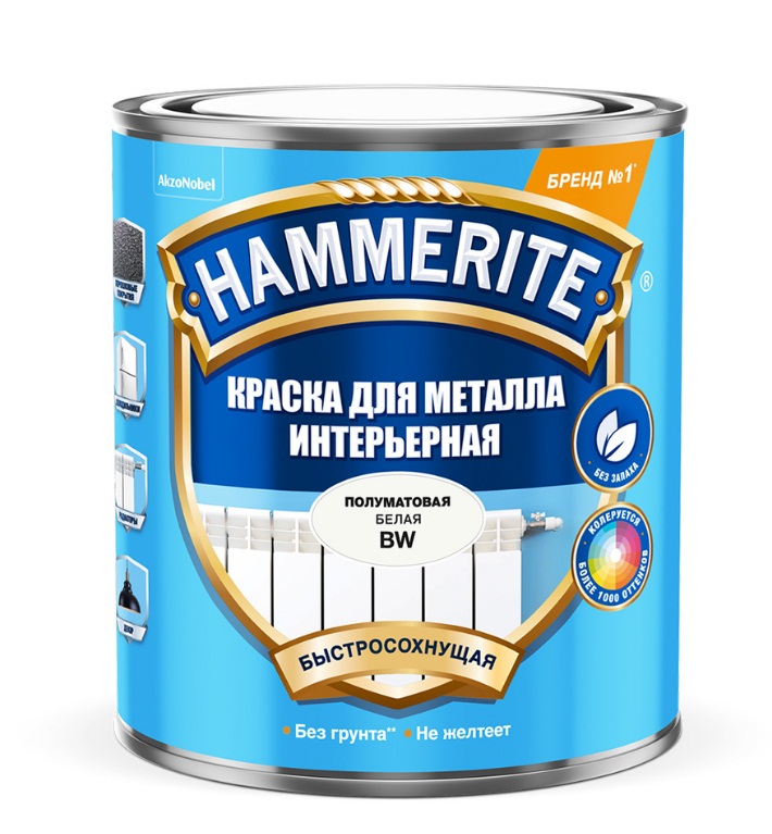 Hammerite Краска для металла интерьерная быстросохнущая полуматовая