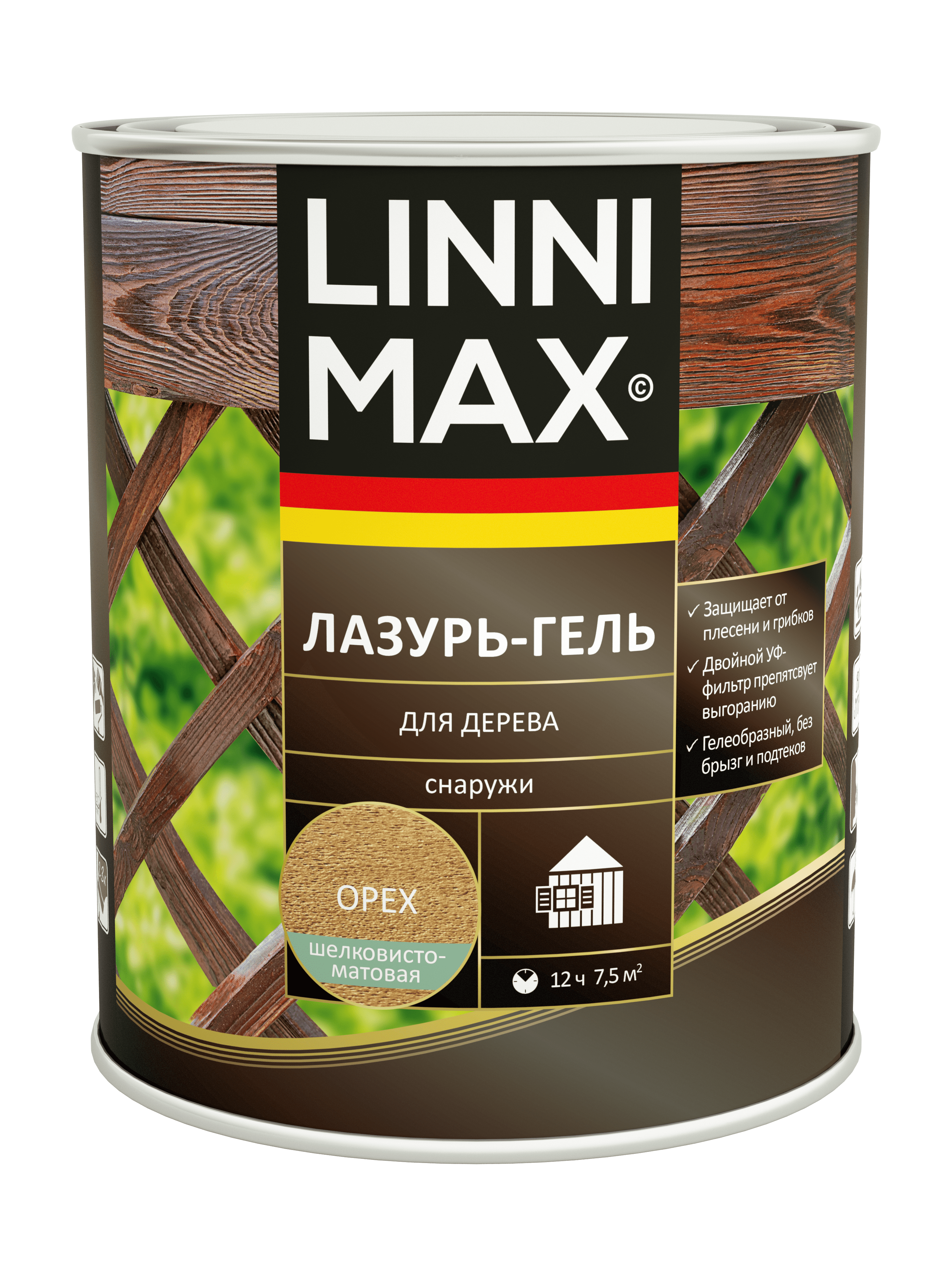 Linnimax Лазурь-гель для дерева Органоразбавляемая лазурь для древесины от плесени и грибка для наружных работ