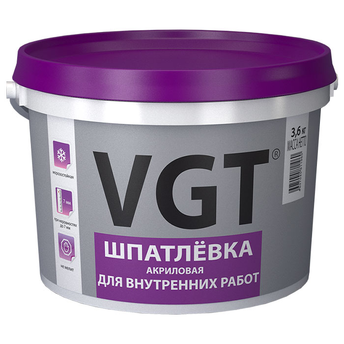 VGT Шпатлевка акриловая для заделки неровностей до 7 мм для внутренних работ