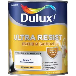 Dulux / Luxium Ultra Resist Кухня и ванная краска с защитой от плесени и грибка полуматовая