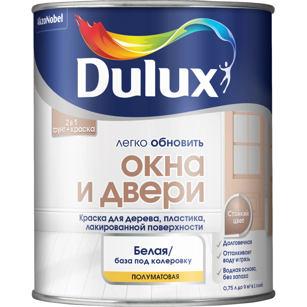 Dulux Легко обновить Окна и двери Краска для дерева, пластика, лакированной поверхности, полуматовая
