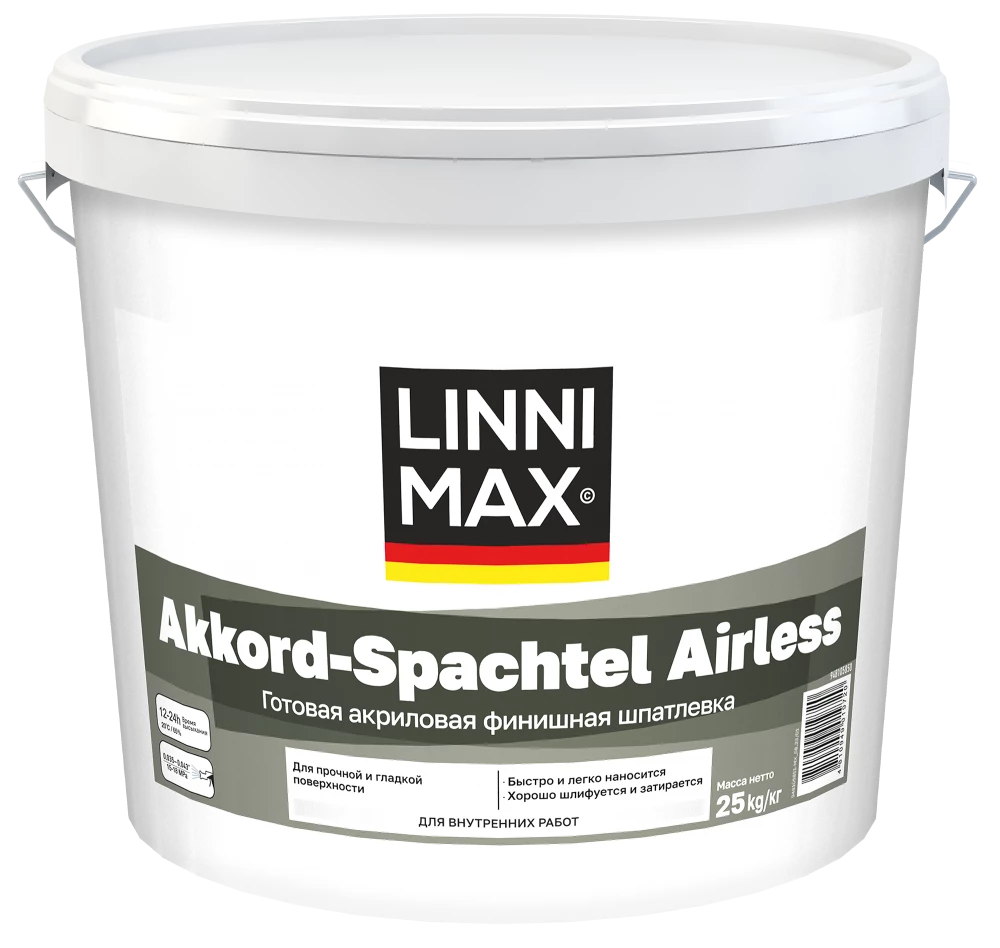 Linnimax Akkord-Spachtel Airless акриловая финишная шпатлевка для внутренних работ