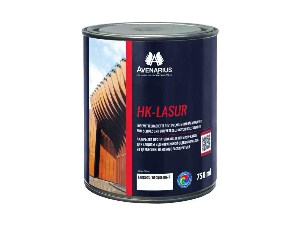 Avenarius HK-Lasur Лазурь 3в1 пропитывающая премиум-класса для защиты и декоративной отделки фасадов из древесины