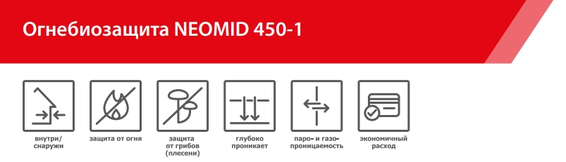 Neomid 450-1 Огнебиозащита I группа, для внутренних и наружных работ