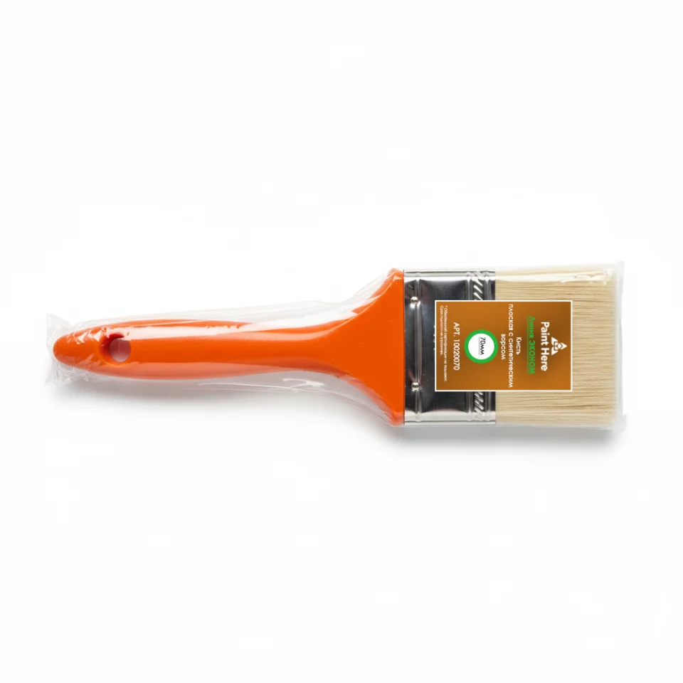 Paint Here Эконом Кисть 10020070 плоская с синтетическим ворсом (70мм)