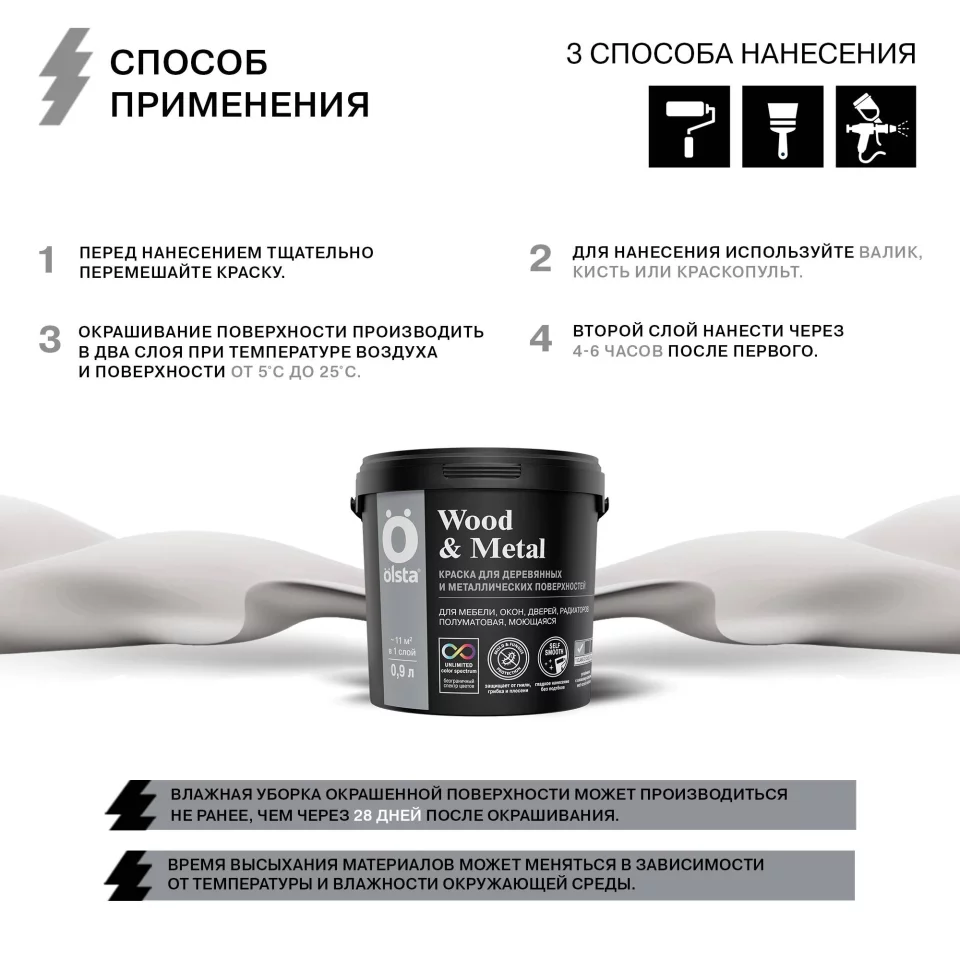 Olsta Wood&Metal Краска акриловая универсальная по дереву и металлу