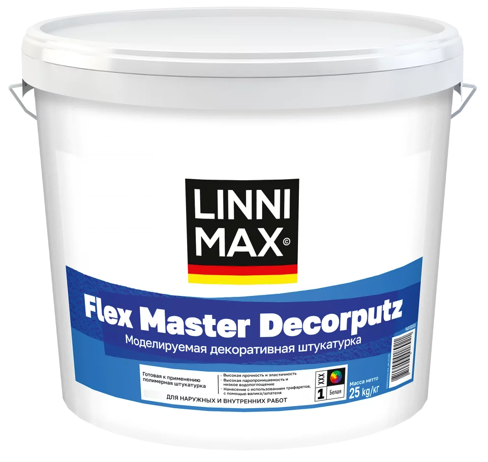 Linnimax Flex Master Decorputz Штукатурка полимерная моделируемая декоративная для внутренних и наружных работ