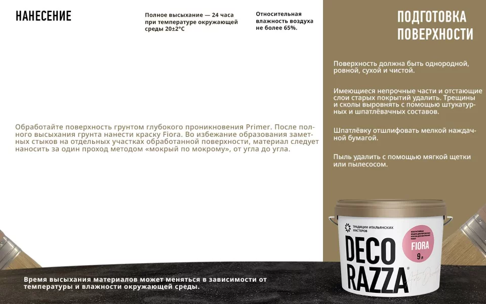 Decorazza Fiora/Декоразза Фиора Влагостойкая водно-дисперсионная краска для интерьеров