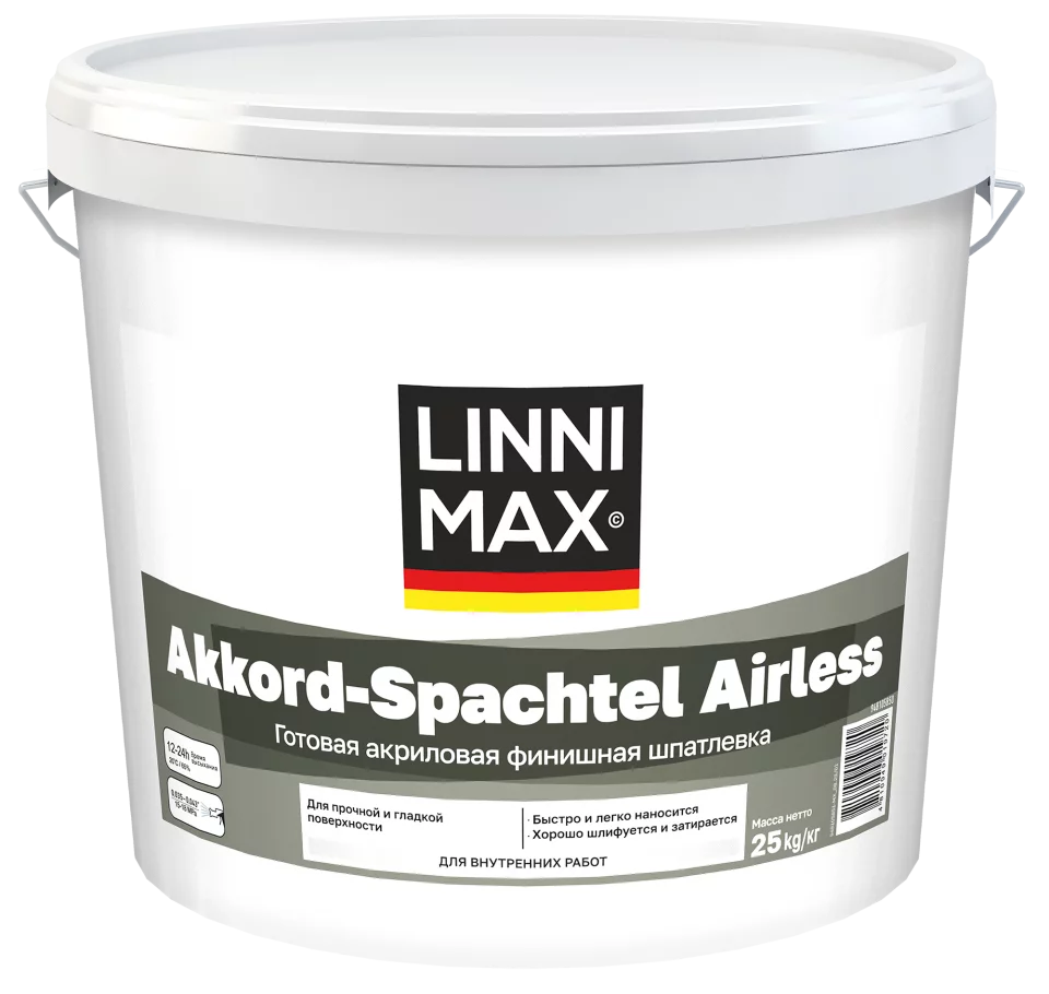 Linnimax Akkord-Spachtel Airless акриловая финишная шпатлевка для внутренних работ