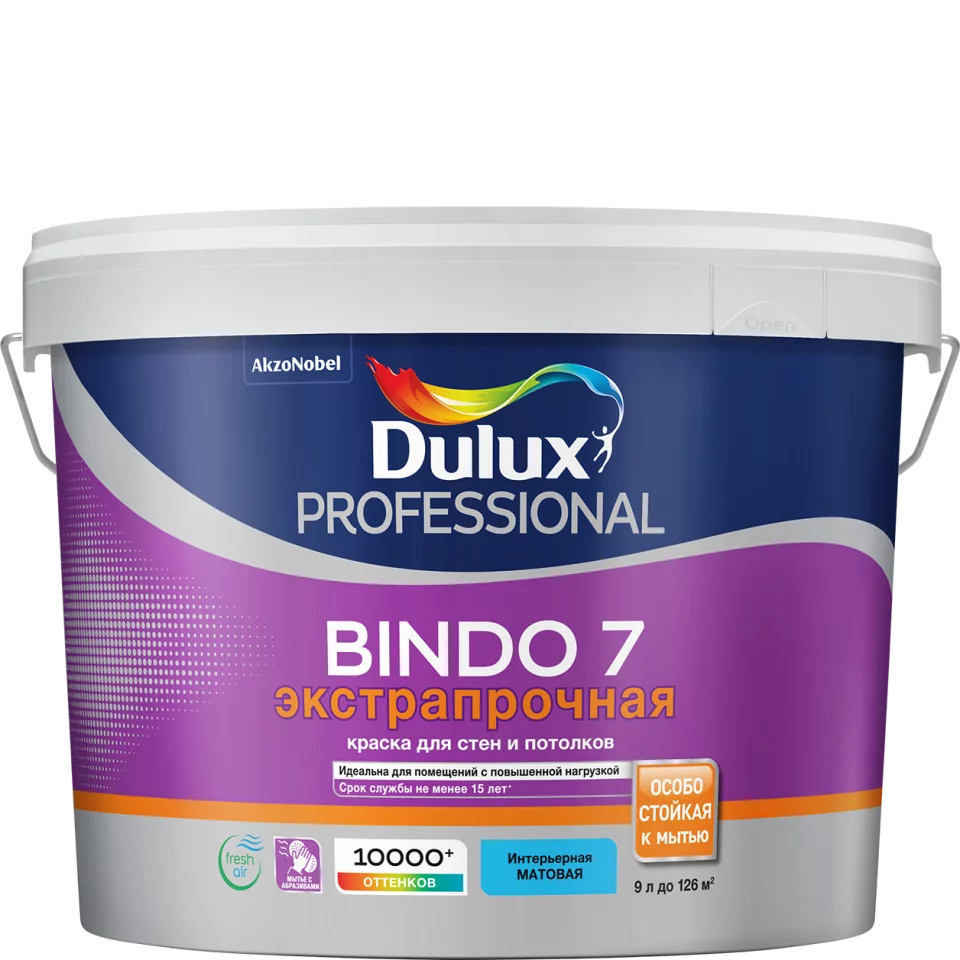 Dulux / Luxium Bindo 7 Экстрапрочная краска для стен и потолков матовая