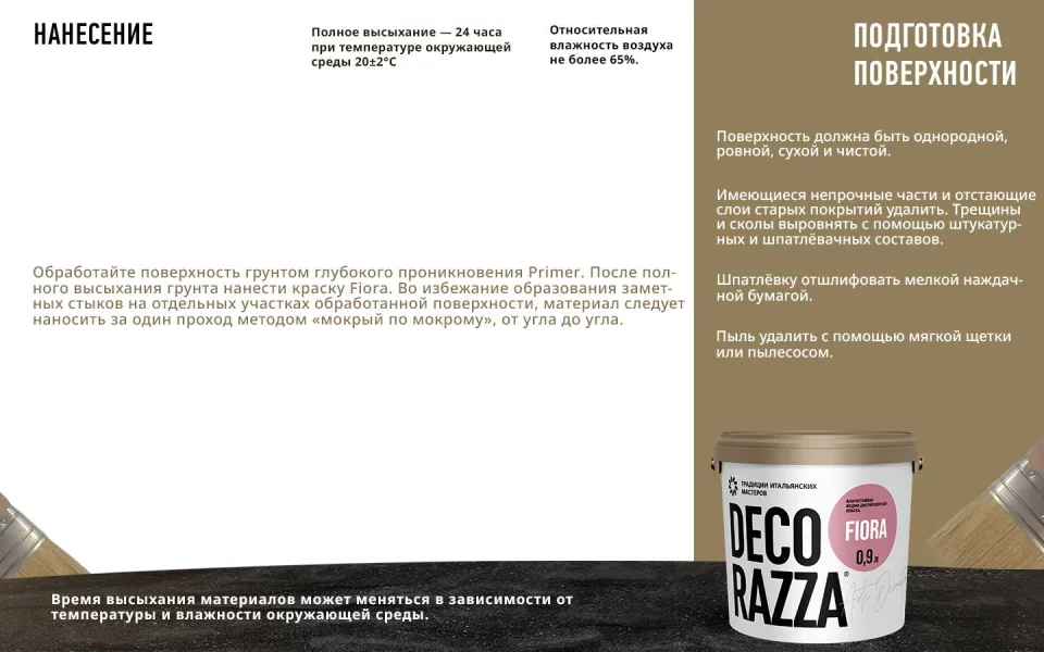 Decorazza Fiora/Декоразза Фиора Влагостойкая водно-дисперсионная краска для интерьеров
