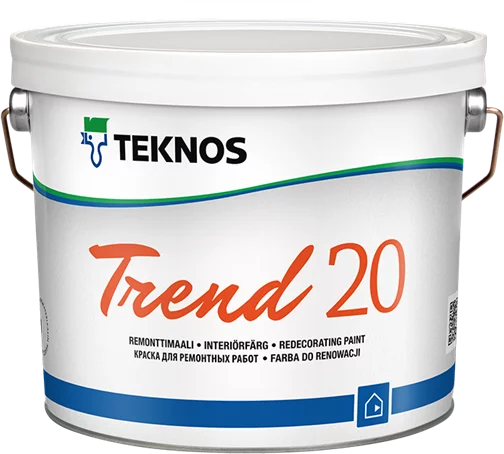 Teknos Trend 20 / Текнос Тренд 20 краска акрилатная для стен и потолков, стойкая к истарию и мытью