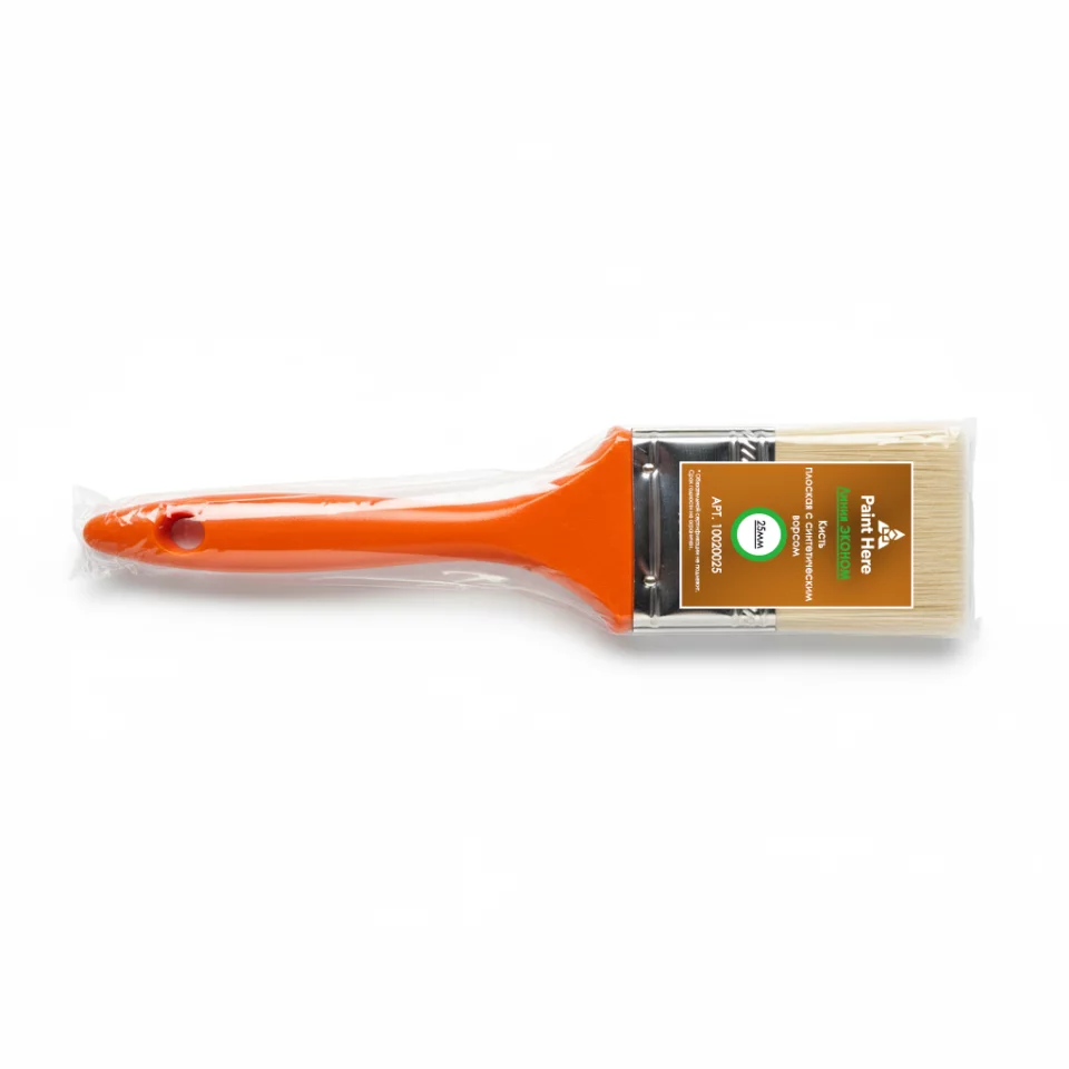 Paint Here Эконом Кисть 10020025 плоская с синтетическим ворсом (25мм)