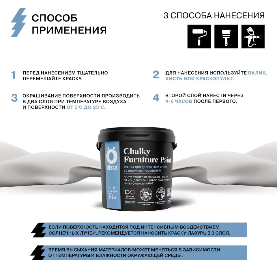 Olsta Chalky Furniture Paint Краска для деревянной мебели во влажных помещениях