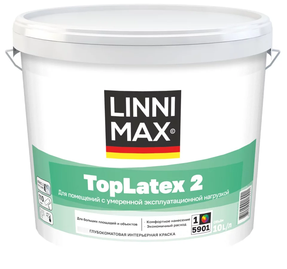Linnimax Toplatex 2 Краска латексная для стен и потолков для внутренних работ